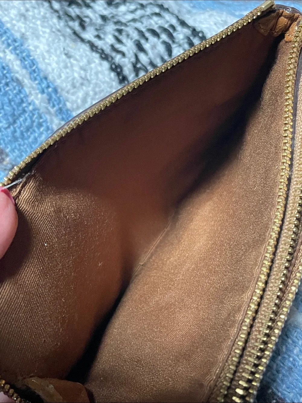 Coach Pebbled Leather Double Zip Wristlet in Chestnut Brown
